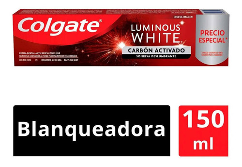 Pasta Dental Colgate Luminous White Carbón Activado 150ml