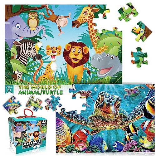 Puzzle Gigante De Doble Cara Niños  Rompecabezas De An...