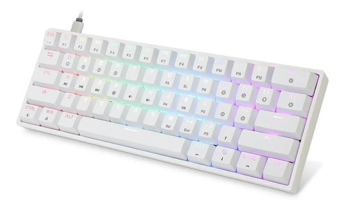 Teclado gamer HK Gaming GK61 QWERTY Gateron Optical Brown inglés US color blanco con luz RGB