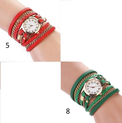 Relogio Feminino Dourado Couro Varias Cores Pronta Entrega
