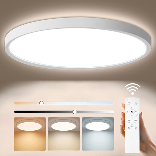 Heliotion Led Flush Mount Plafón Con Control Remoto, Cerca D