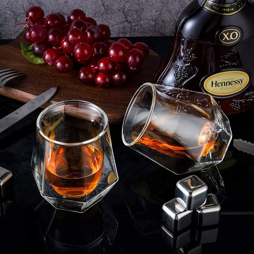 Juego De 2 Vasos De Whisky Doble Pared Cristal 200 Ml