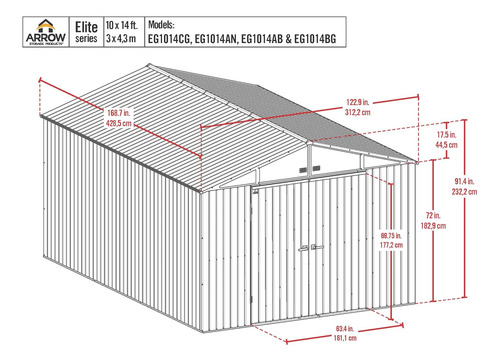 Arrow Shed Elite - Cobertizo De Almacenamiento De Acero Con