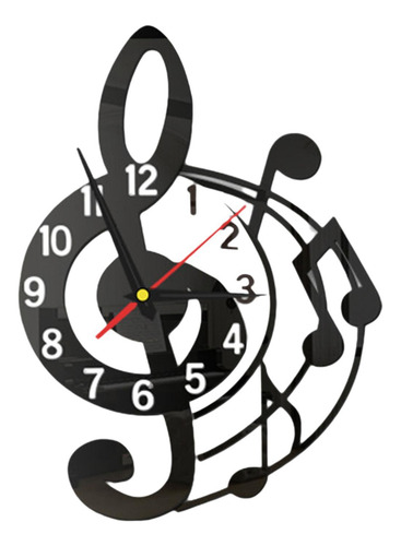 Reloj De Pared Decoración Versátil Nota Musical Negro