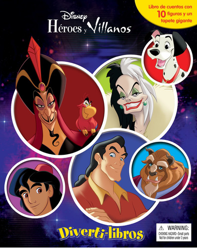 Disney Heroes Y Villanos - Diverti-Libros (12 Figuras + Alfombra), de Disney. Editorial Guadal, tapa dura en español, 2021