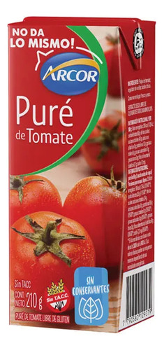 Pure De Tomate Arcor Sin Conservantes Sin Tacc 210gr