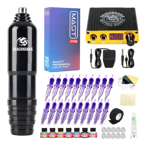 Imagen 1 de 9 de Kit De Tatuaje Pen Dragonhawk M4 + Accesorios Profesional
