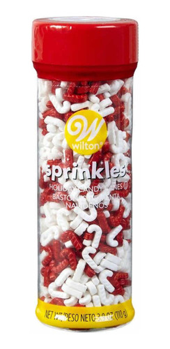 Sprinkles Mostacillas Bastón Blanco Rojo Wilton Navidad