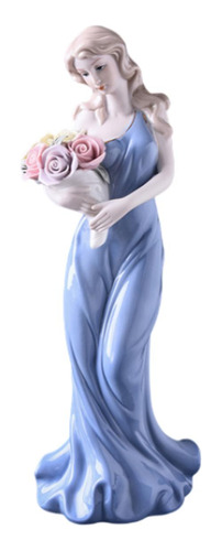 Figura Cerámica Mujer, Mxmyo-001, 1pz, Azul/blanco, 30x12x12