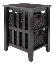Comprar Mesa Auxiliar De Madera Y Canastos De Color Marrón 2 Niveles