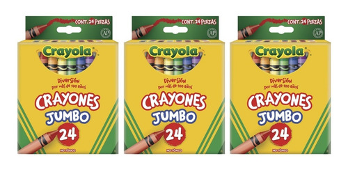 3 Pack De 24 Crayones Jumbo 