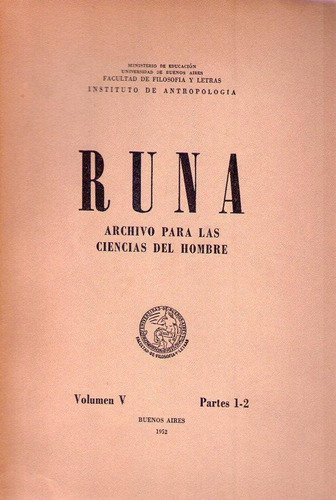 Runa - Archivos Para Las Ciencias Del Hombre - Volumen V