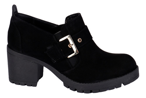 Zapato Casual Negro Con Tacón Fratello Para Mujer Dz-558