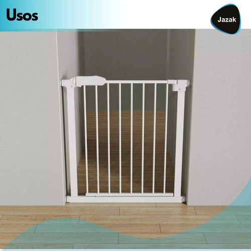 Puerta De Seguridad Jazak / 3 Medidas ajustables / Protección / Ideal Mascotas Bebes / Escaleras / Fácil de Colocar / Color Blanco