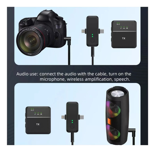 Micrófono Inalámbrico Doble Para iPhone Y Android Sx31 Negro