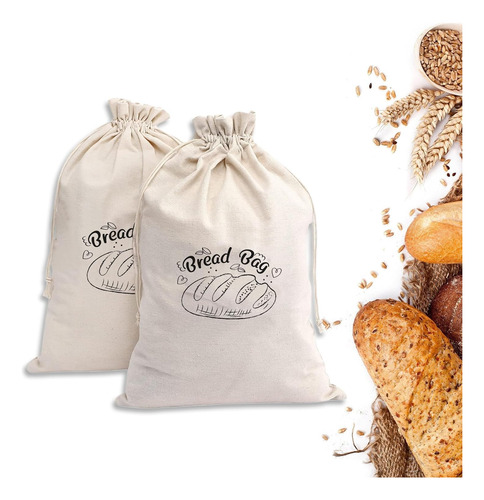 Bolsas De Pan De Lino Reutilizables 30 X 41 Cm