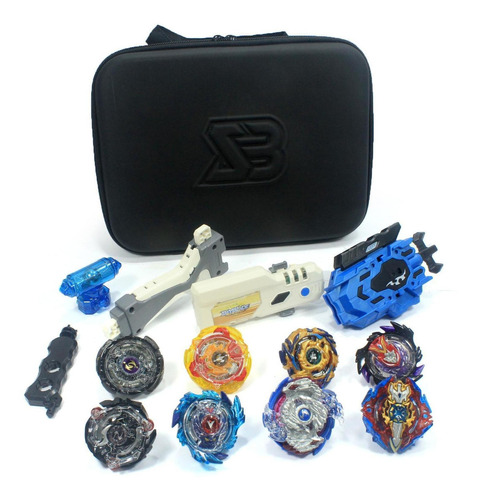 Maleta Com 8 Beyblades+ Lançador+ Beylogger+ Case/estojo Cor Sortido