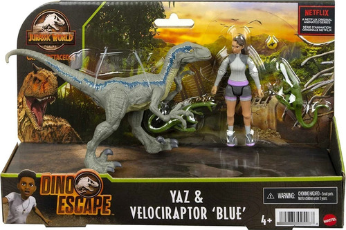 Jurassic World Yaz Y Velociraptor Azul Dinosaurio Mattel