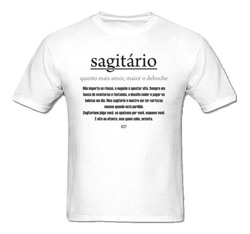 Camiseta Manga Curta Básica Signo Sagitário Signos Zodíaco Nqvt |  Parcelamento sem juros