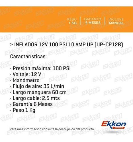 Imagen 2 de 9 de Inflador Mini Compresor Portatil Auto Upper 12v 100psi