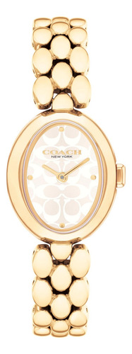 Reloj Coach Caja Ovalada, Acero, Dial Sunray, Logotipo