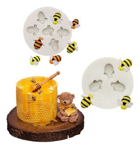 Molde De Silicona De Abeja Panal Fondant Pastel Colmena