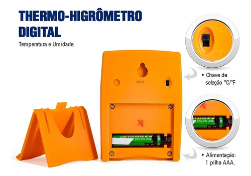 Termo-higrometro Infantil Laranja -10+60c Umidade 10% A 99