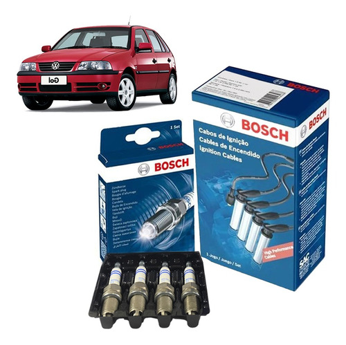 Kit Cabos + Velas Volkswagen Gol G3 1.0 8v At 1999 A 2005 Álcool Original Bosch