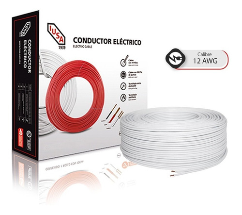 Imagen 1 de 6 de 100mts. Cable Pot Duplex Cal. 12 Blanco Iusa 100% Cobre