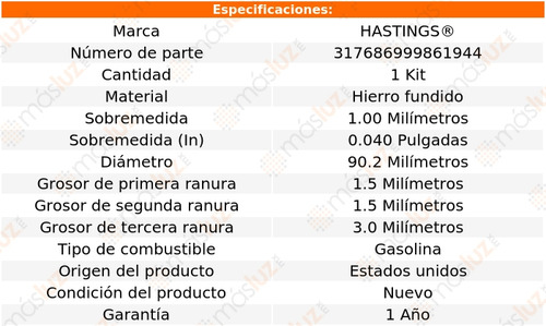 Anillos Pistón 1.00 Expedition V8 5.4l 13/14 Hastings
