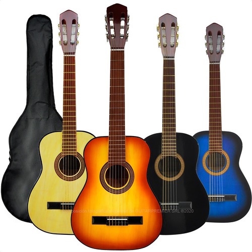 Imagen 10 de 10 de Guitarra Criolla Colores Funda Pua Mediana 3/4 Niño + Envio
