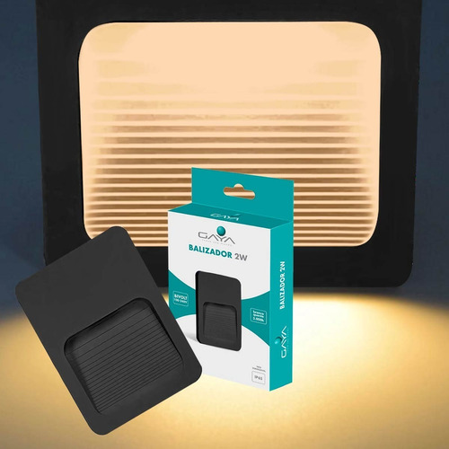 Imagem 3 de 7 de Balizador Parede Escada Ip65 Led 2w 3000k 4x2 Vertical Preto