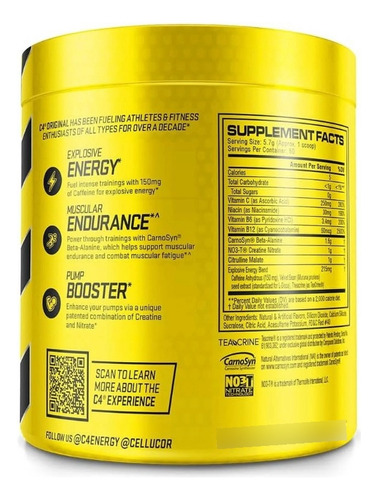 Cellucor C4 Original Polvo Strawberry Margarita - 60 Serv. Strawberry Margarita