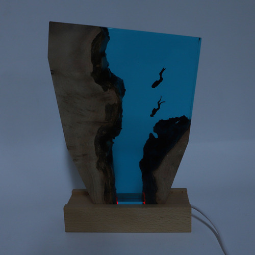 Led De Madera De Resina Night Diver Colorful Ocean