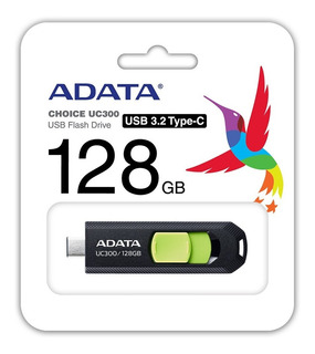 Memoria Usb Tipo C Adata Uc300 128gb Retráctil Negro/verde