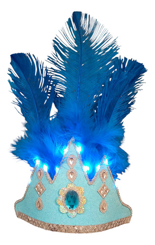 Corona Carnaval Plumas Largas Turquesa Turquesa