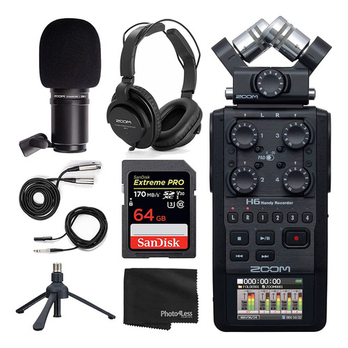 Zoom H6 All Black Six Track Grabadora Portátil Podcasting .