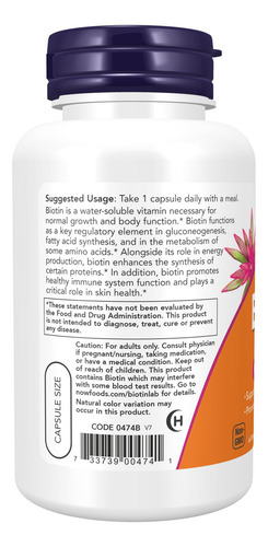 Now Foods Biotina 120 Vegcaps 5000mcg Sfn