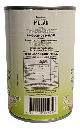 Palmitos Enteros En Lata X 400 Grs - Pack X4 U. El Cosaco