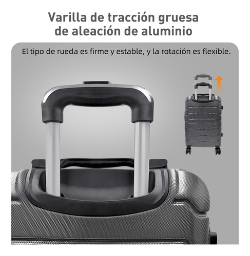 Maleta De 10 Kg Cabina C/candado De Seguridad Doble Llanta Gris Oscuro Gris Oscuro