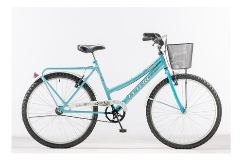 Bicicleta paseo femenina Futura Country R26 frenos v-brakes color celeste con pie de apoyo  