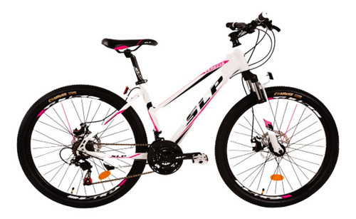 Imagen 1 de 1 de Mountain bike SLP Venecia R26 21v frenos de disco mecánico cambios Shimano Tourney TZ500 color blanco con pie de apoyo