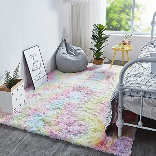 Alfombra Nordica Piel Pelo Corto Suave Habitación Decoración