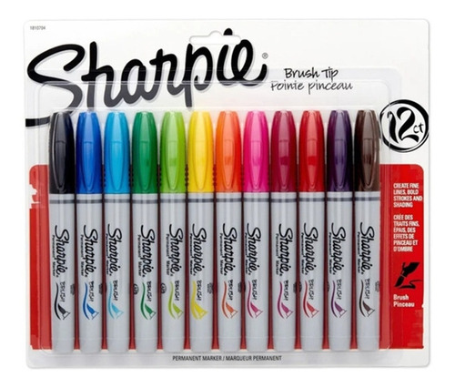 Marcador Sharpie X 12 Colores Brush Pincel Permanente
