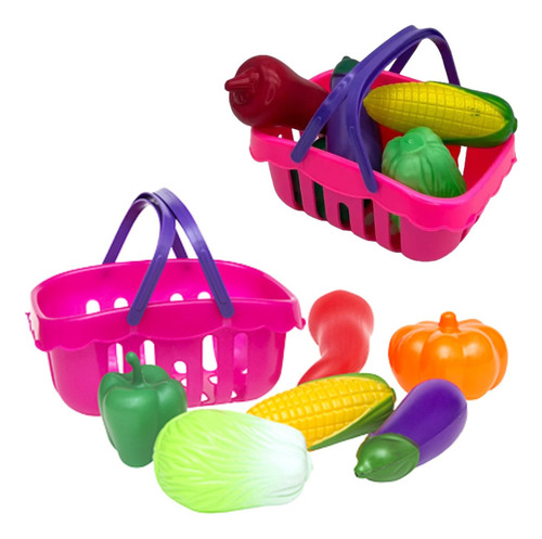 Frigideira Infantil + Comidinha De Brinquedo Cesta Legumes