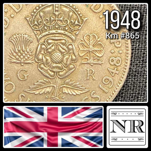 Inglaterra - 2 Shillings - Año 1948 - Km #865 - Cardo Trebol