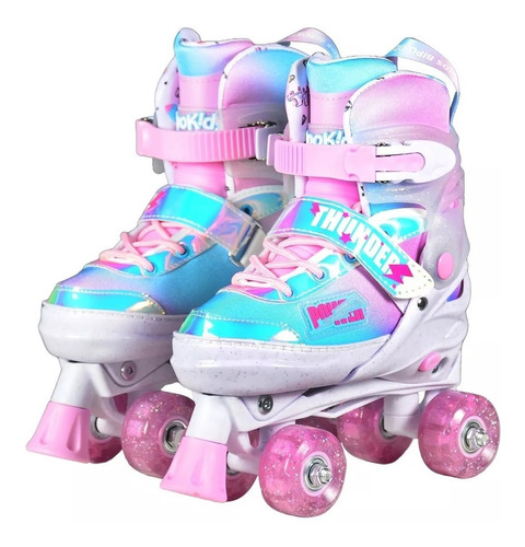 Patines Bipo Rainbow 4 Ruedas Unicornio Glitter Extensibles