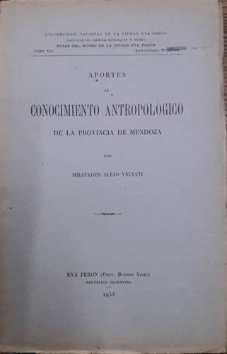 4660 Aportes De Conoc Antropológico De La Pcia. De Mendoza
