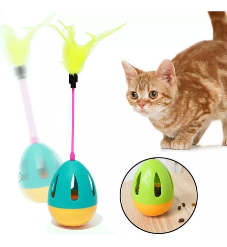 Juguete Interactivo Porfiado + Pluma Para Gatos Mascotas Cs