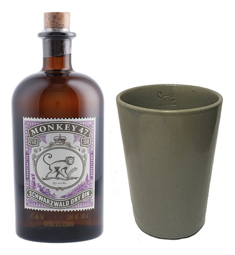 Kit Gin Monkey 47 500ml + Copo Ceramica Monkey 47
